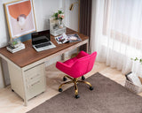 Comfy Home Office Task Chair with Wheels, Cute Modern Upholstered Velvet Back