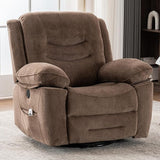 Power Swivel Rocker Recliner with Massage and Heat, USB Port, Infinite Position, Overstuffed Electric Glider Rocking Chairs Living Room, Soft Fabric Reclining Sofa Chair(Misty Gray)