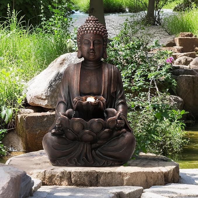 Outdoor Fountain 23.25" Height, Waterfall Fountain Indoor Water Fountain Freestanding