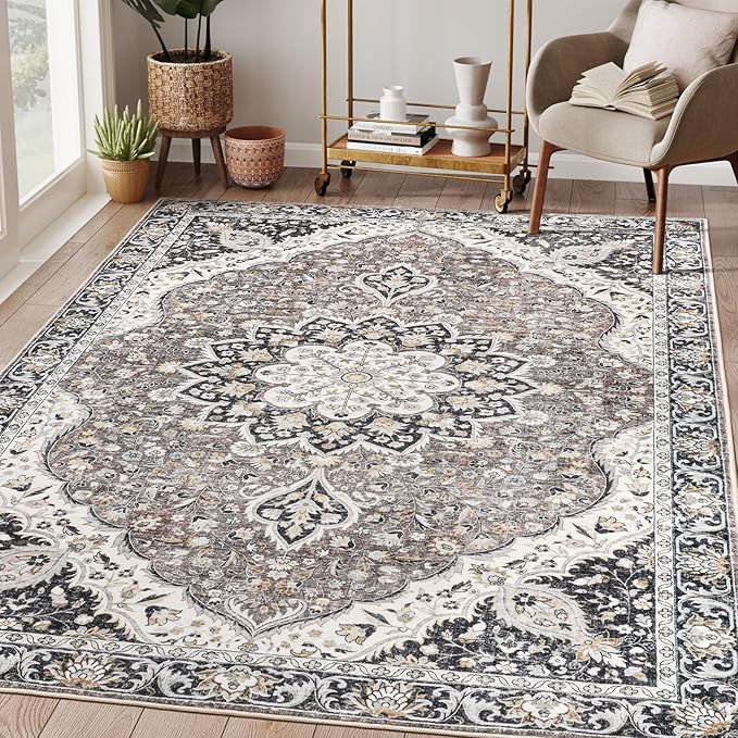 9x12 Area Rugs for Living Room,Ultra-Thin Washable Rug, Non-Slip Lightweight Foldable