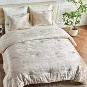 King Size Korean Velvet Comforter Set - Champagne Gold