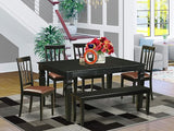 WEAN5-BLK-LC 5 Piece Set for 4 Includes a Rectangle Table with Butterfly Leaf and 4 Faux Leather Kitchen Dining Chairs,