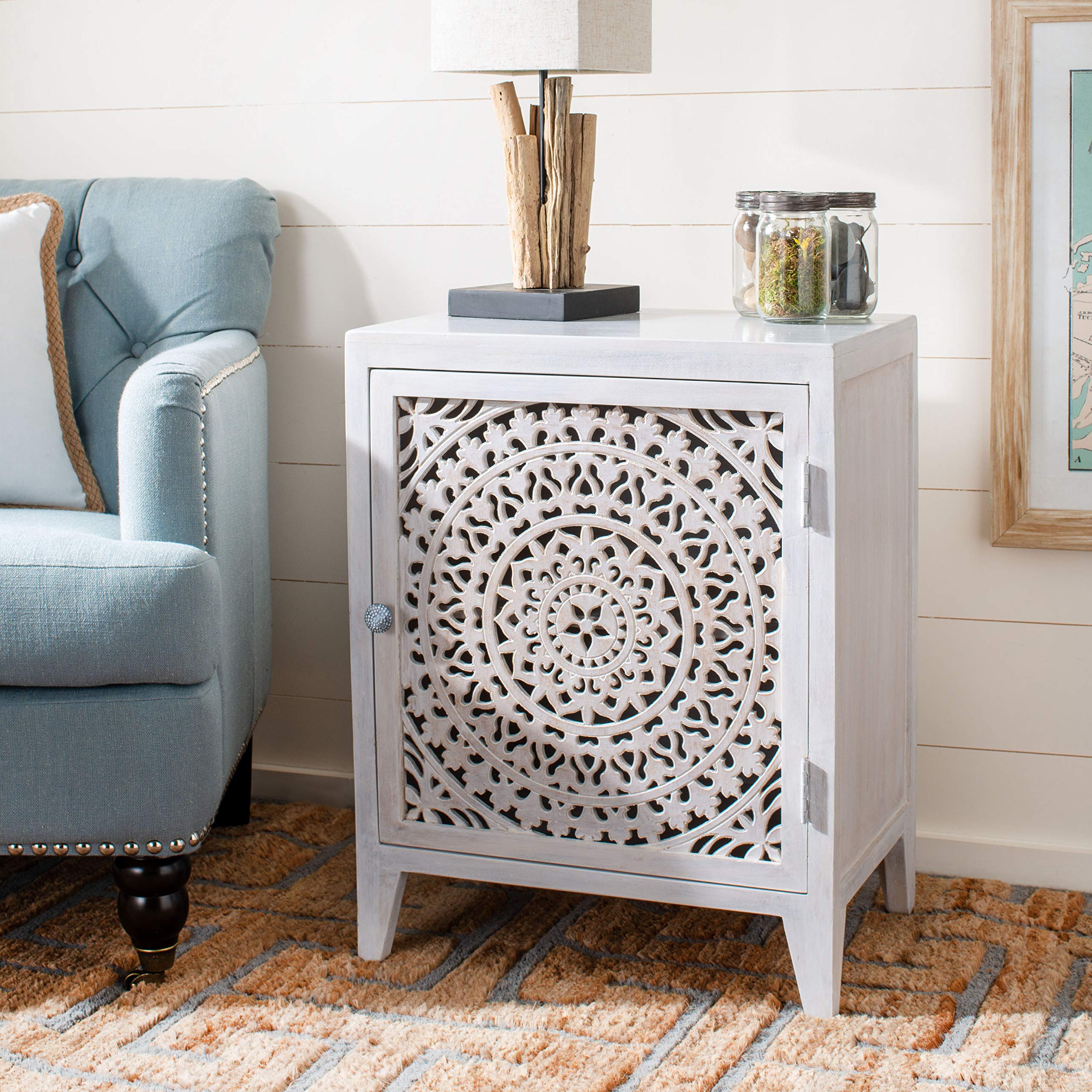 Thea 1 Door Carved Nightstand