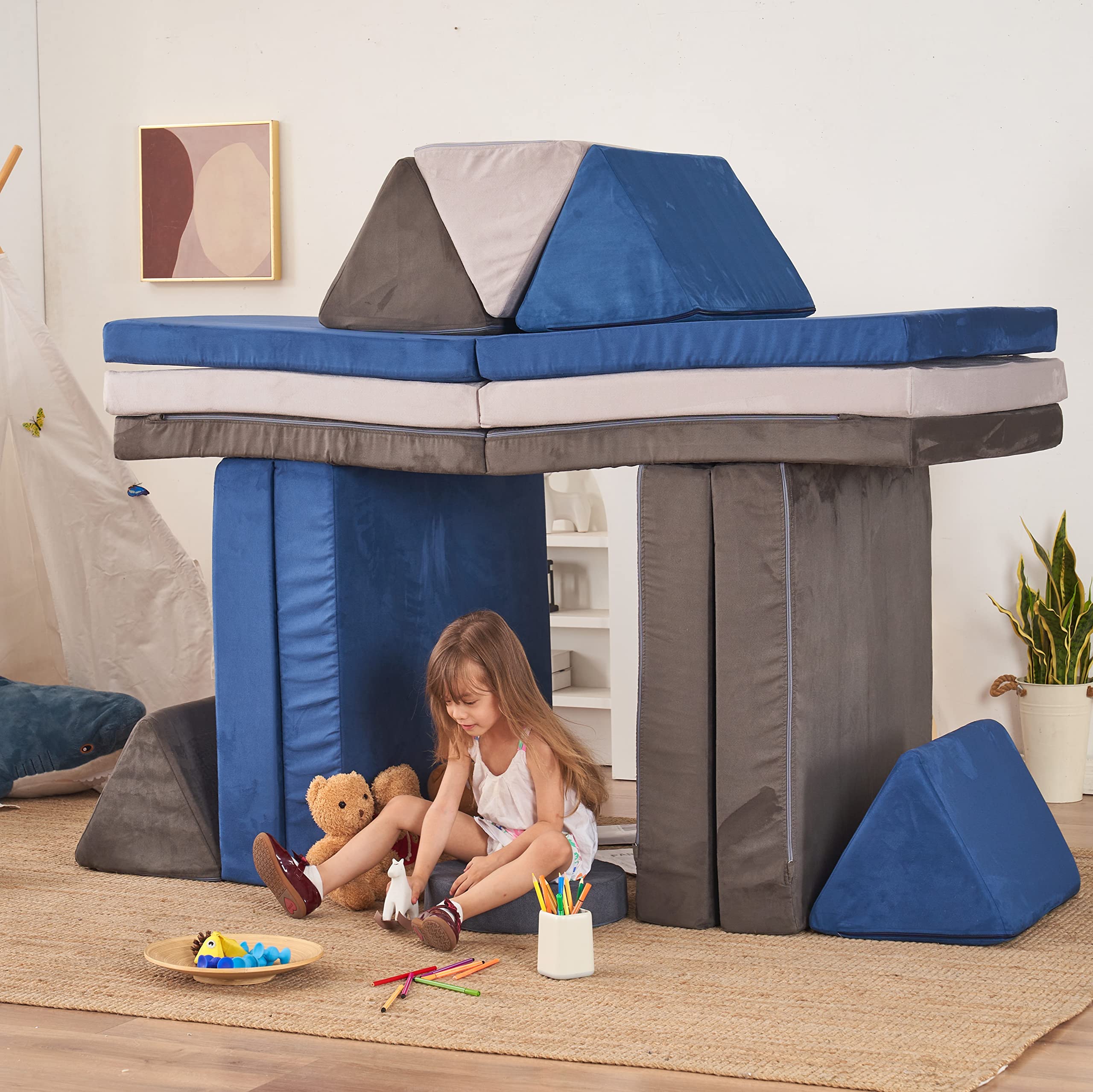 Couch Extended Size 8PCS for Family, Floor Sofa Couch Modular Funiture for Kids Adults,