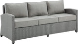 Bradenton Wicker Outdoor Sofa, 3-Person Patio Couch for Porch, Deck