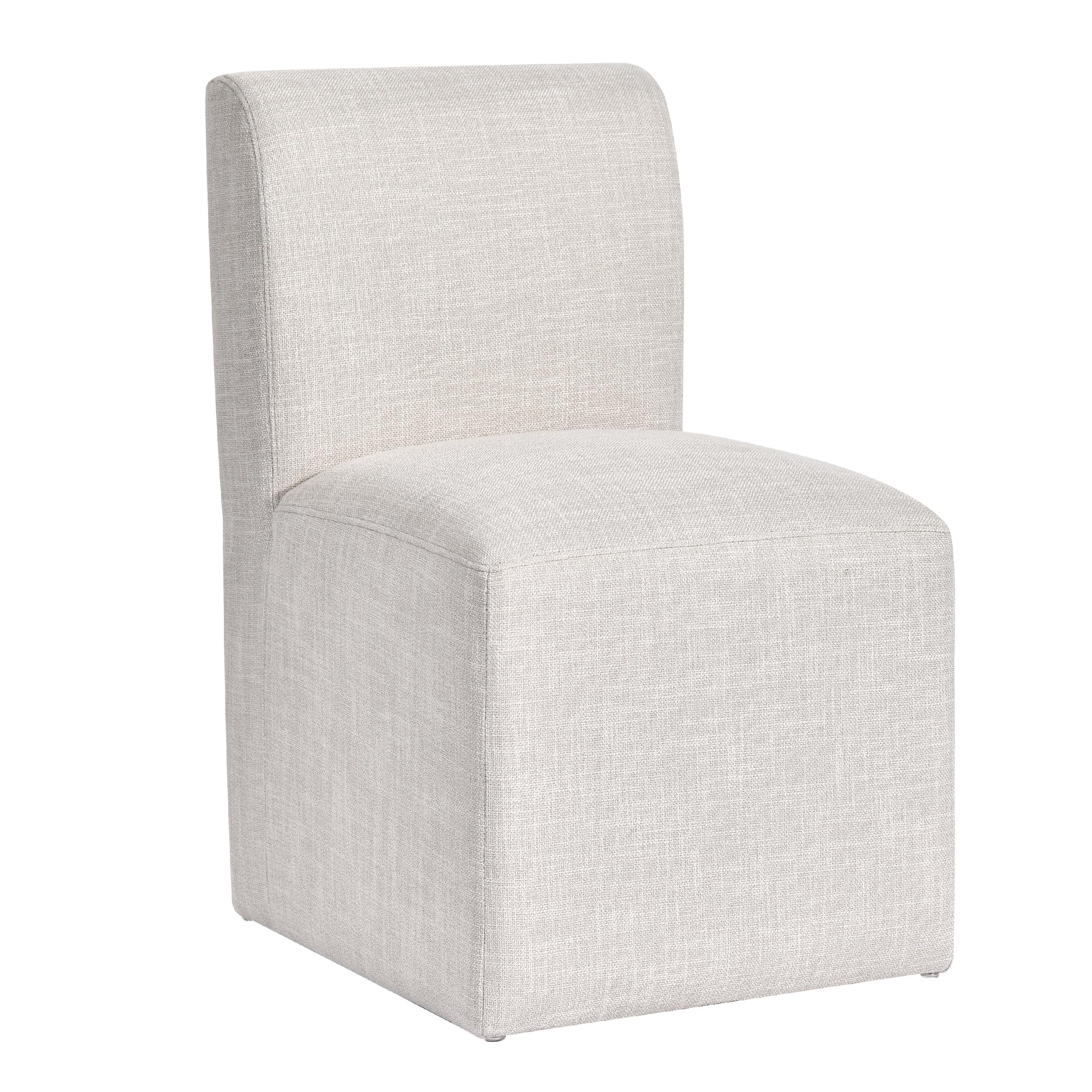 DUHOME Upholstered Dining Chair with Casters,Armless Modern Rolling Linen Dining Chairs with Wheels for Dining Room Bedroom Reading Room Living Room