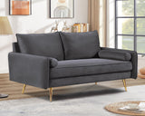 Kent Modern Loveseat, European Style Velvet Living Room Furniture with Tapered Legs, Vintage Flair, and Sleek Design, Grey