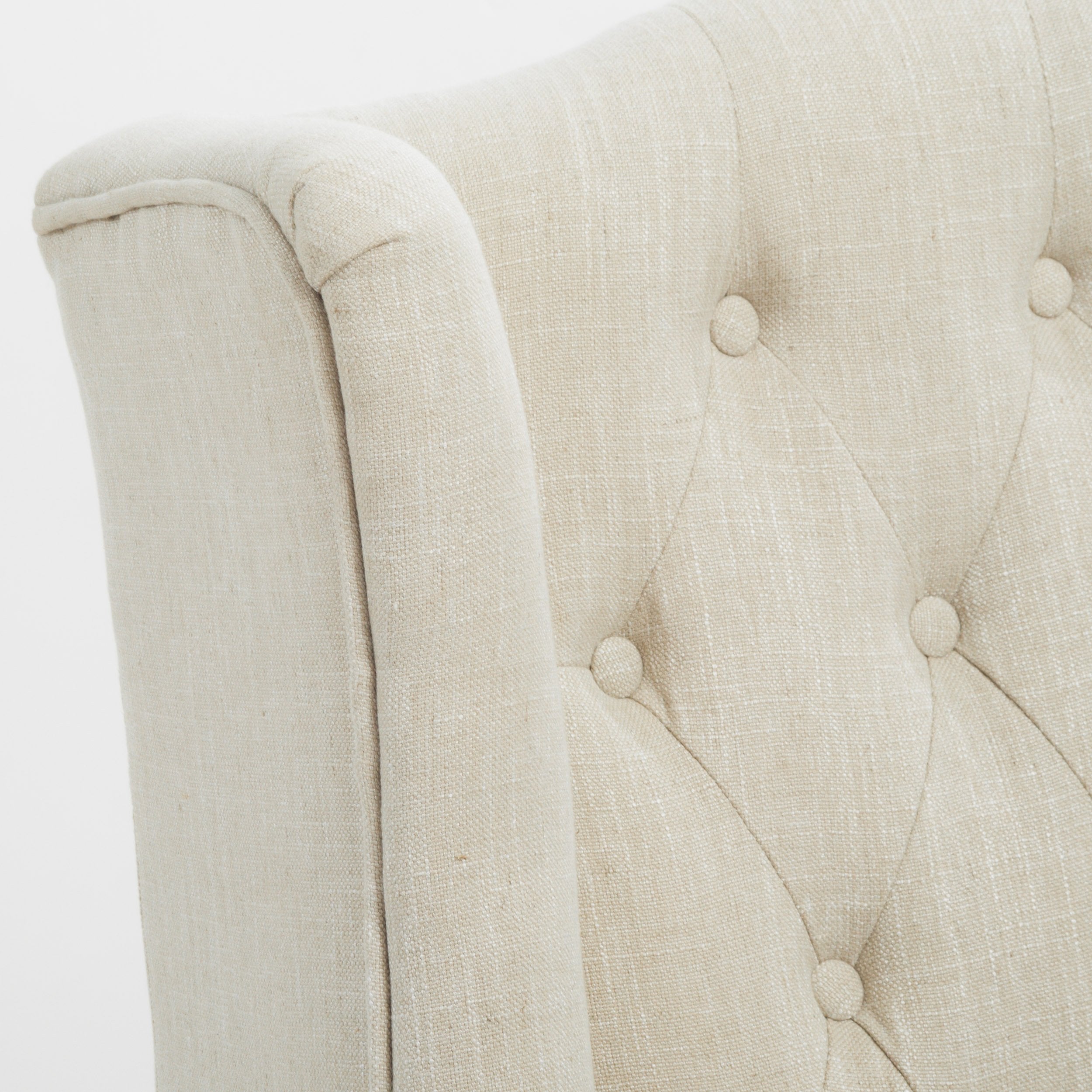 Tall Tufted Fabric Accent Chair, Vintage Club Seat for Living Room (Light Beige)