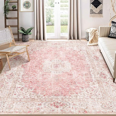 Pink Rug 3x5,Washable Area Rugs for Bedroom Living Room Kitchen Entryway,