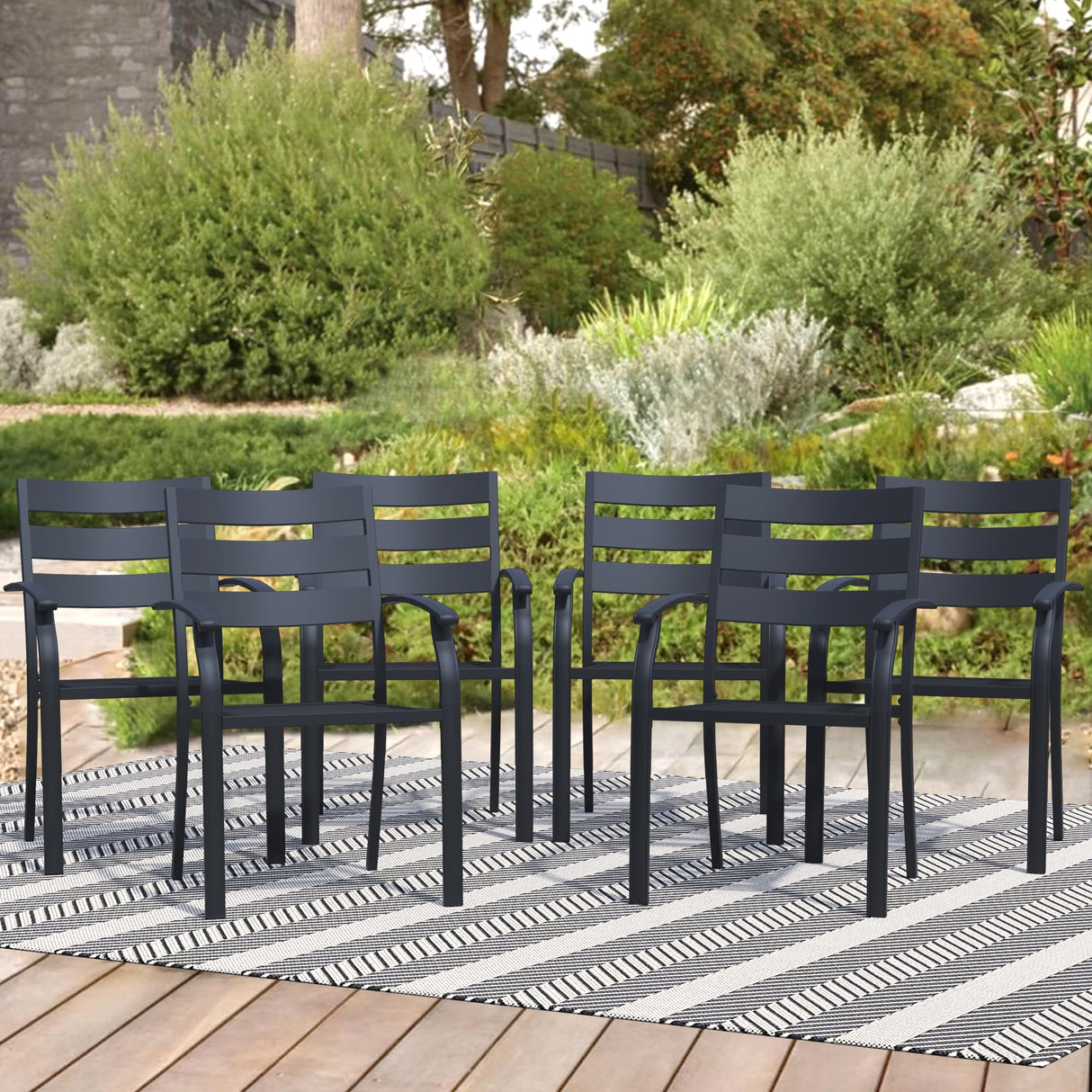 Outdoor Chairs Set of 6, Patio Dining Chairs with Armrest