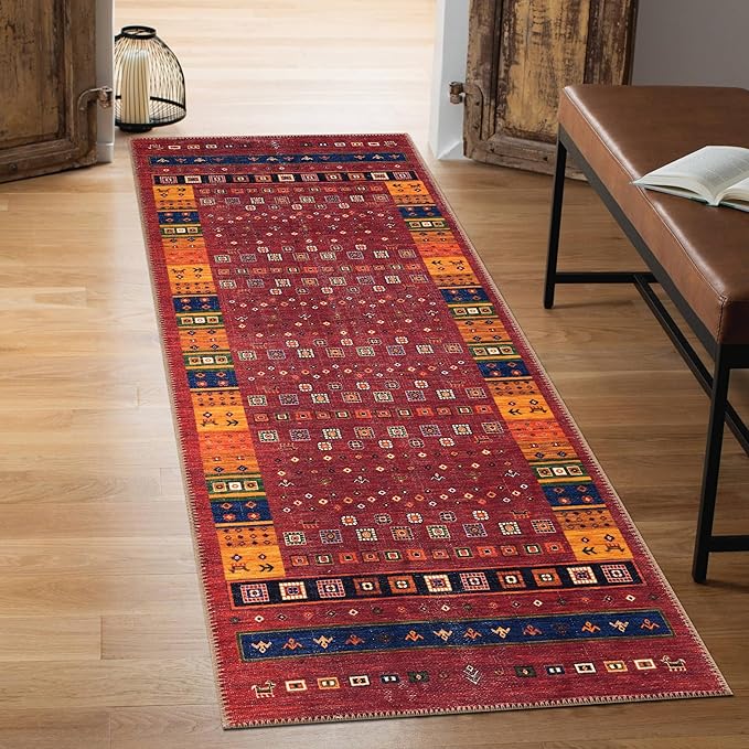 Machine Washable Area Rugs with Non-Slip Backing, Ideal for Hallway, Living Room