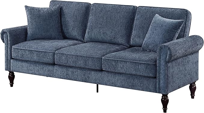 Barret Traditional Upholstered Chenille Fabric 3-Seater 80 in.