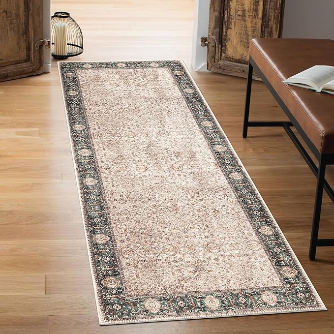 Machine Washable Area Rugs with Non-Slip Backing, Ideal for Hallway, Living Room