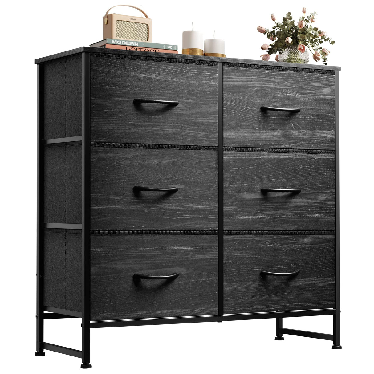 Fabric Dresser for Bedroom, 6 Drawer Double Dresser, Storage Tower