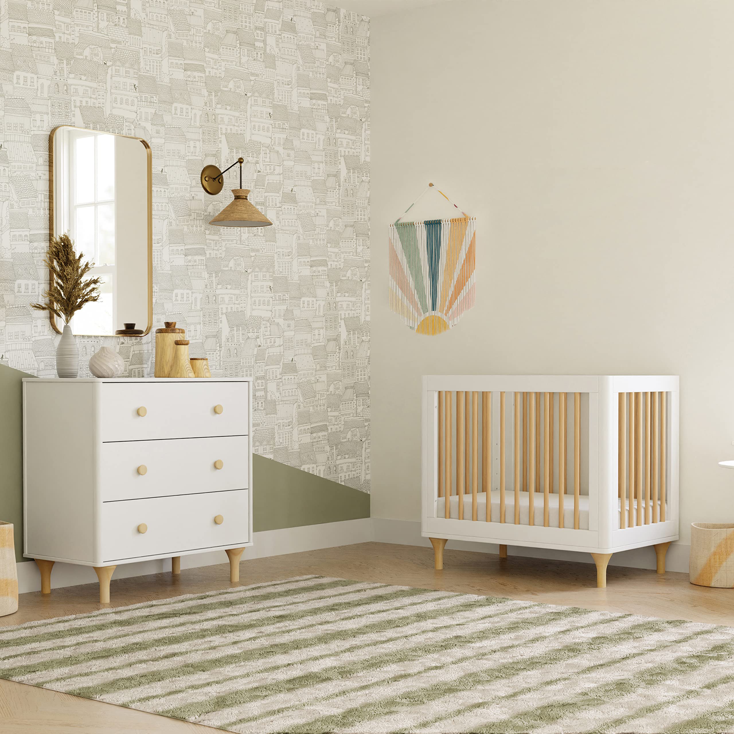 Lolly 4-in-1 Convertible Mini Crib and Twin Bed with Toddler Bed Conversion Kit in White
