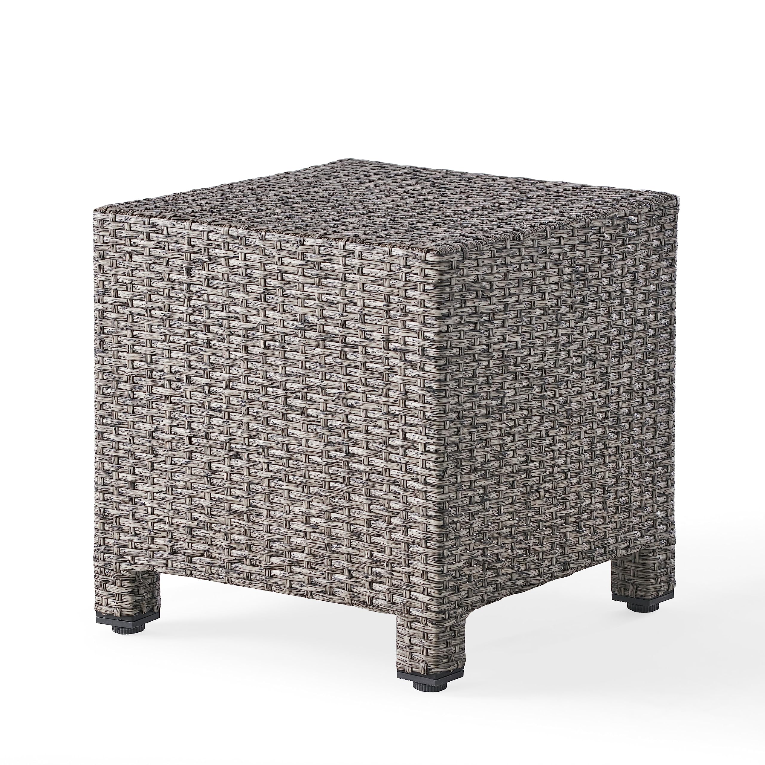 Puerta Outdoor Wicker Side Table, Mixed Black