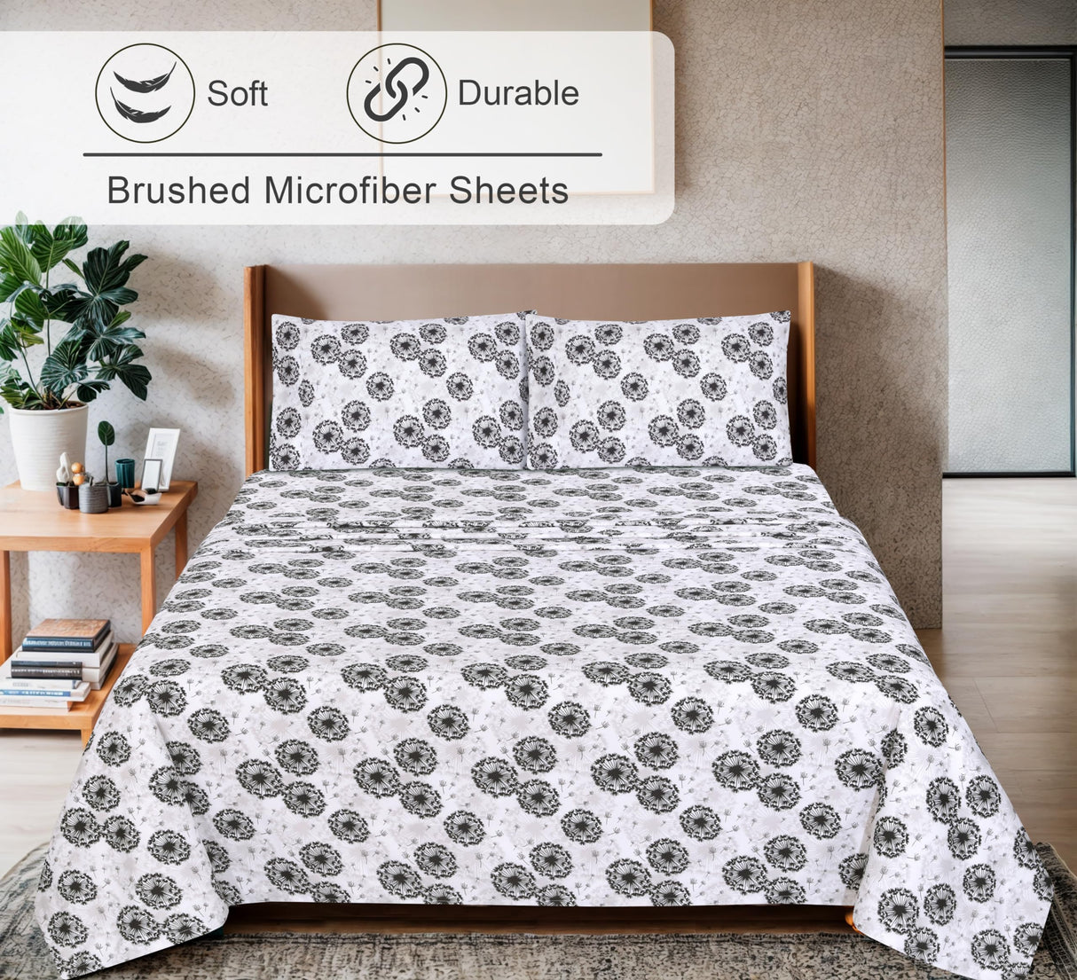 Microfiber Full Bed Sheets- 4 Pc Full Size Sheet Sets- Brushed Microfiber Full Size Sheets