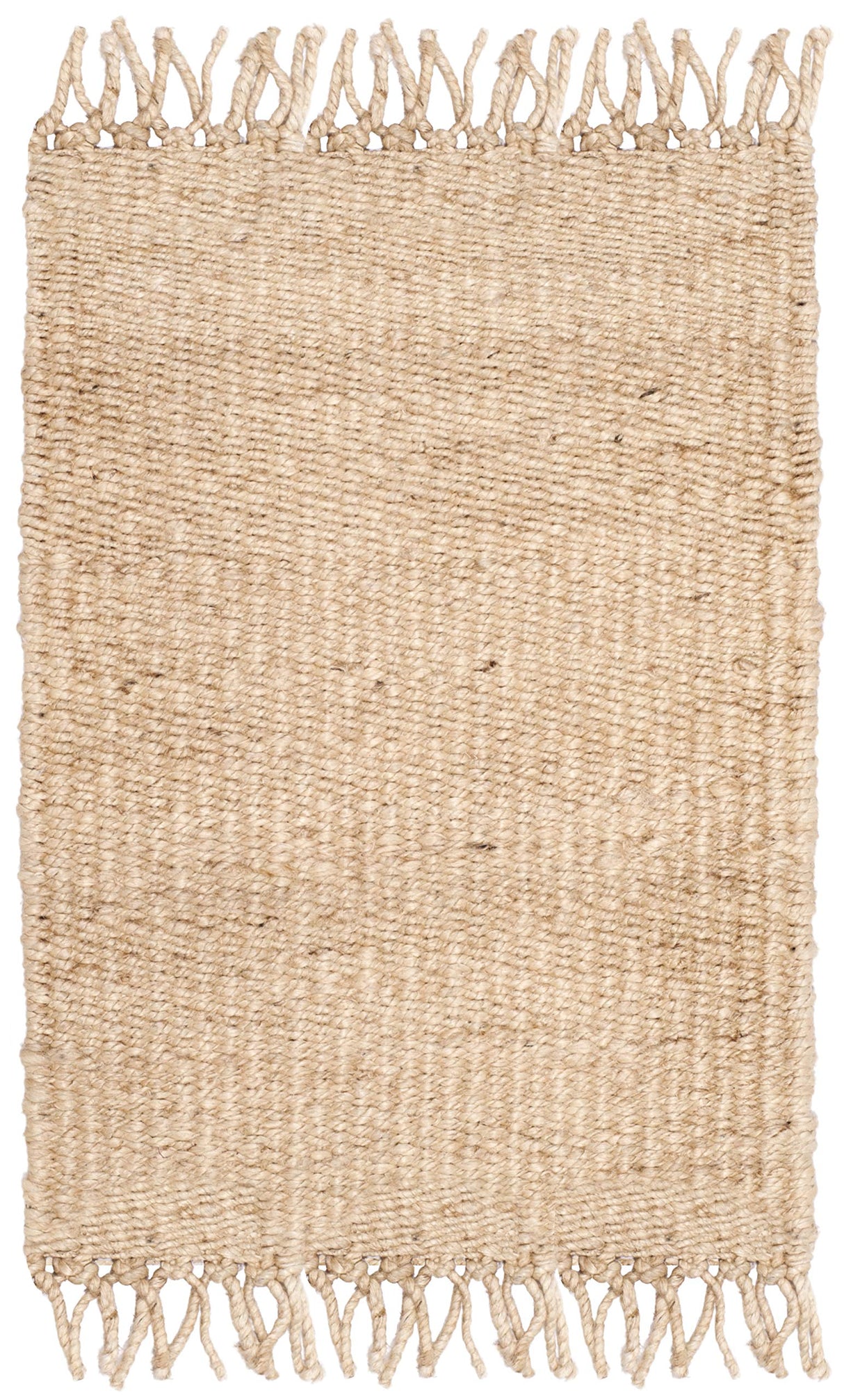 Natural Fiber Collection Accent Rug - 2'6" x 4', Ivory, Handmade Boho Fringe Woven Jute