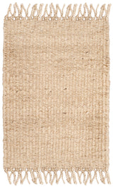 Natural Fiber Collection Accent Rug - 2'6" x 4', Ivory, Handmade Boho Fringe Woven Jute