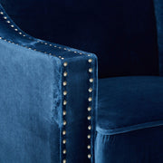 Camren Accent Club Chair Velvet Upholstered Swoop Arm Silver Nailhead Trim Espresso