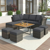 9 Pieces Patio Furniture Set, All Weather Wicker Rattan Outdoor Sectional Sofa Conversation Set