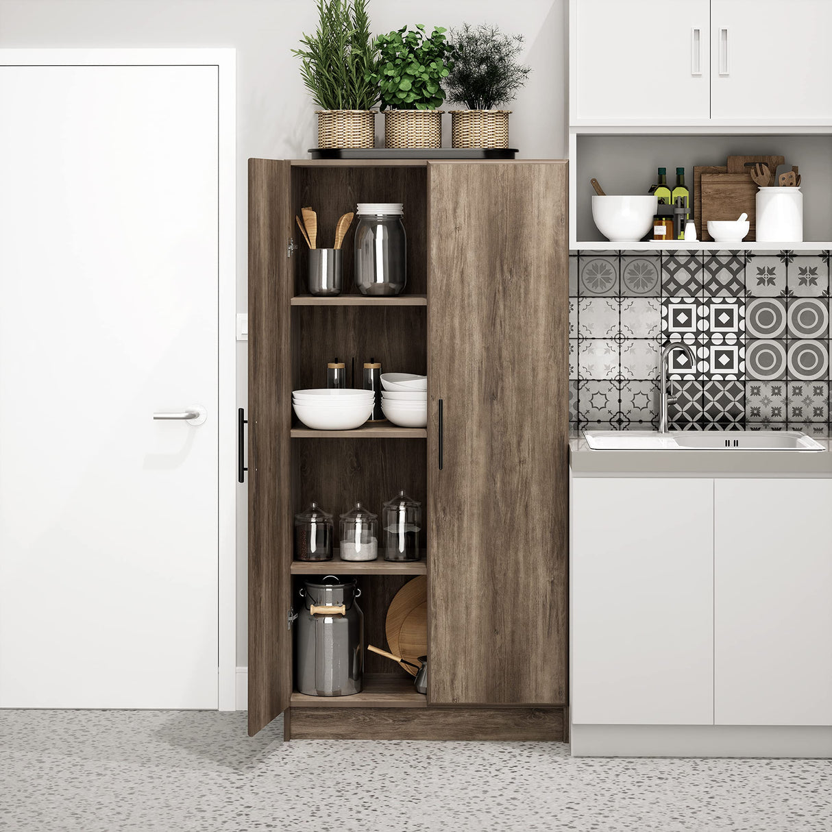 Elite 32" Storage Cabinet, Drifted Gray Storage Cabinet, Bathroom Cabinet