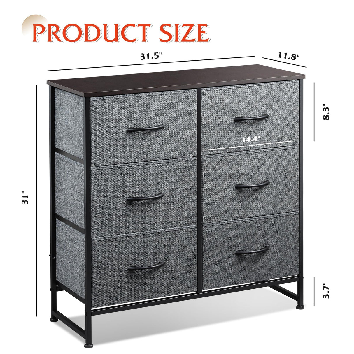 Fabric Dresser for Bedroom 6 Drawer Double Dresser