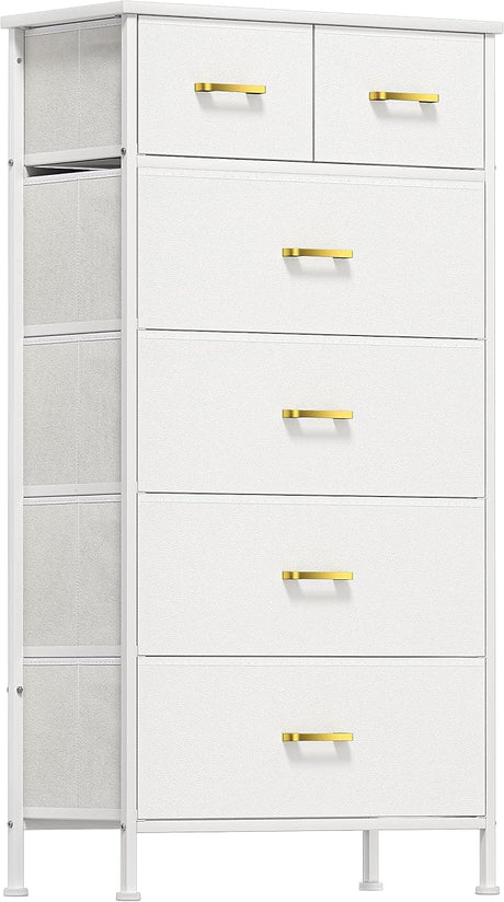 Tall Dresser for Bedroom with 6 Drawers, Storage Tower White Dresser for Closet, Living