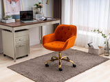 Comfy Home Office Task Chair with Wheels, Cute Modern Upholstered Velvet Back Adjustable Swivel Vanity Desk Chair,