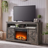 Fireplace TV Stand for 65+ Inch TV, 33" Tall Highboy Farmhouse Entertainment Center