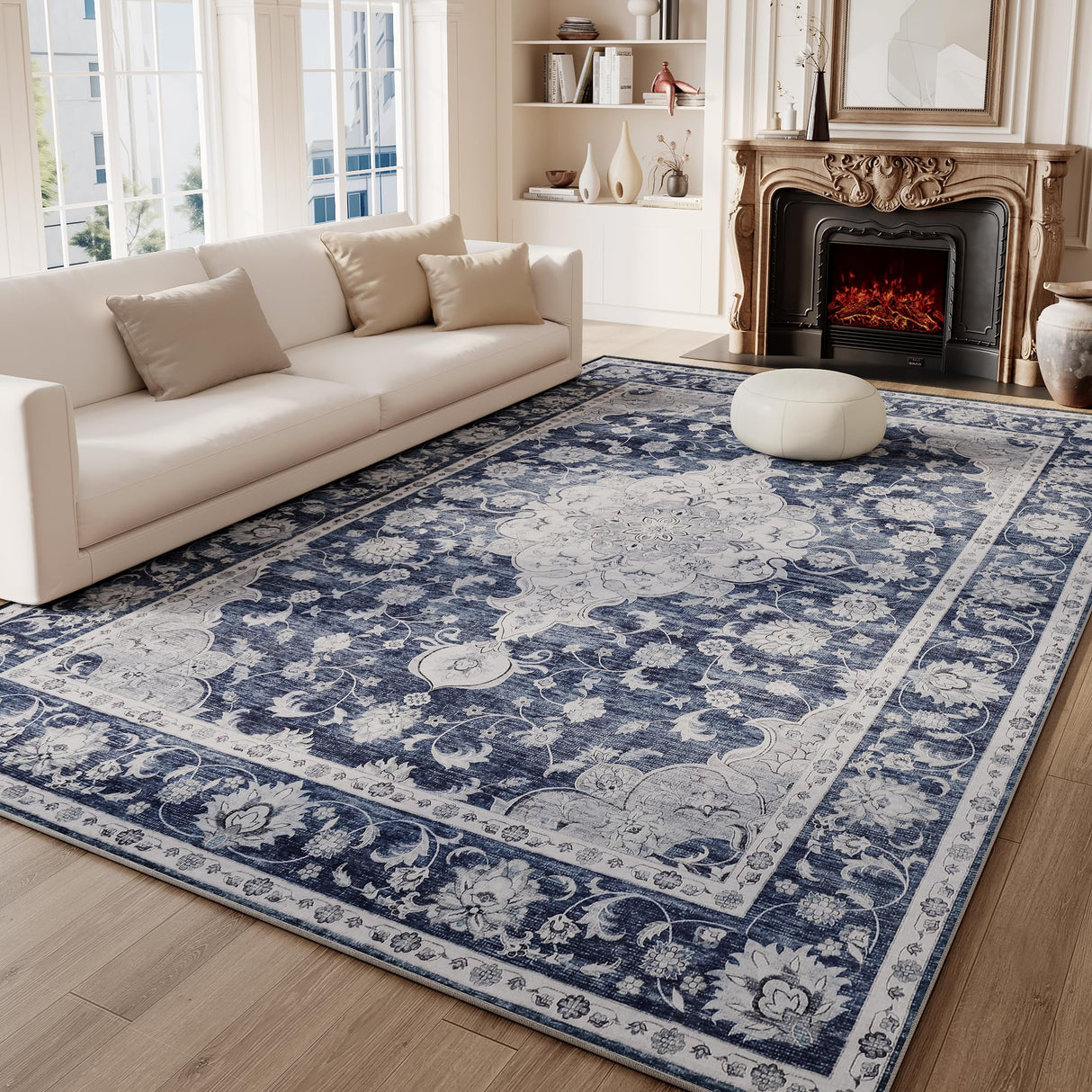 5x7 Area Rugs, Non Slip Distressed Living Room Rugs, Soft Washable Area Rugs with Low