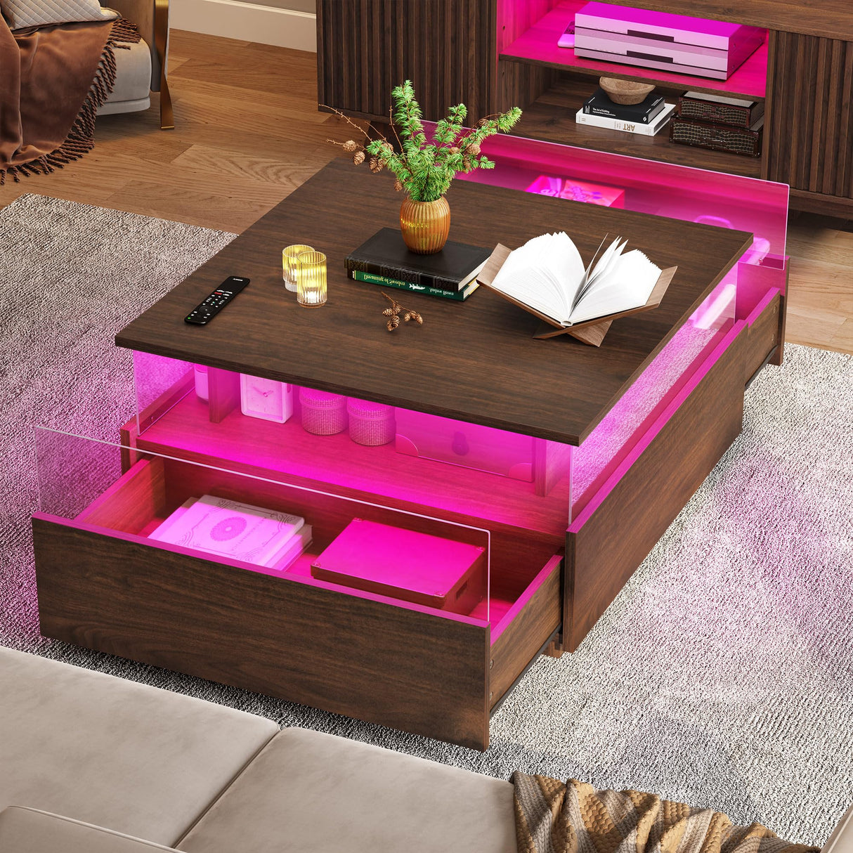 Coffee Tables for Living Room, Coffee Table with Storage, Acrylic Coffee Table