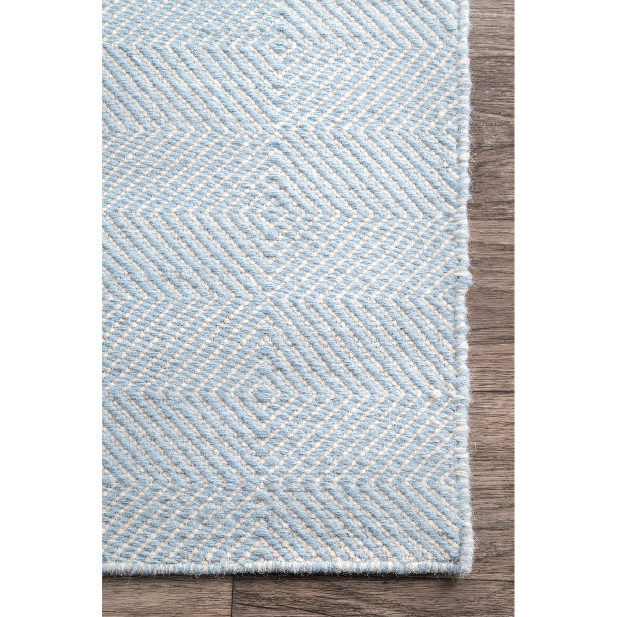 Ago Geometric 8x10 Wool Area Rug - Light Blue & Ivory