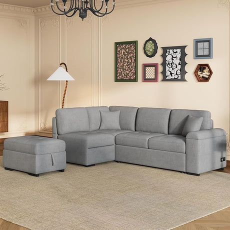 83" Modern Sectional Sofa,L Shaped Corner Couch,with Chaise and Removable Backrest