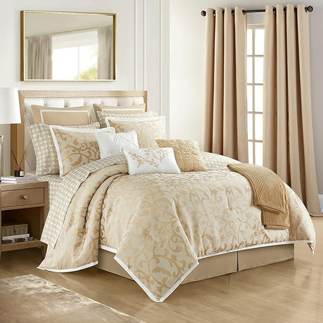 Blush Paisley Comforter Set King Size, 14 Piece, Jacquard Bedding Sets & Collections,1 Flat Sheet