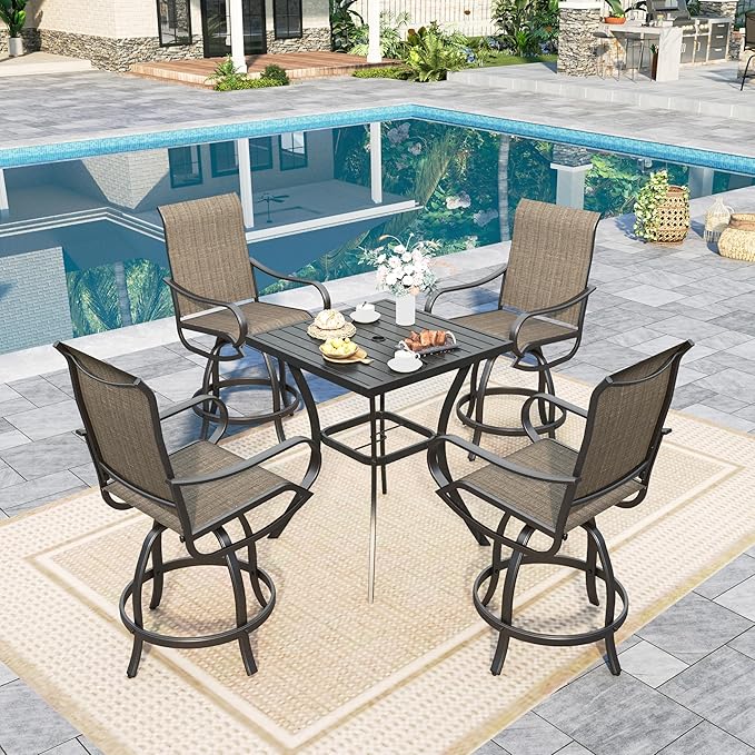 Outdoor Bar Set, Patio Bar Table and Chairs Set