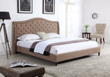 Platform Bed Frame with 51" Tall Headboard - Button Tufted Cloth Bed - Wood Slat Support