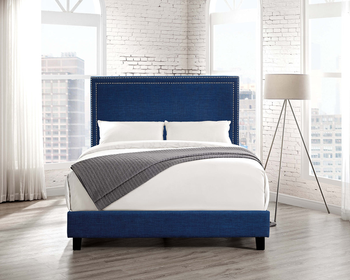 Grace Upholstered Queen Platform Bed, Blue