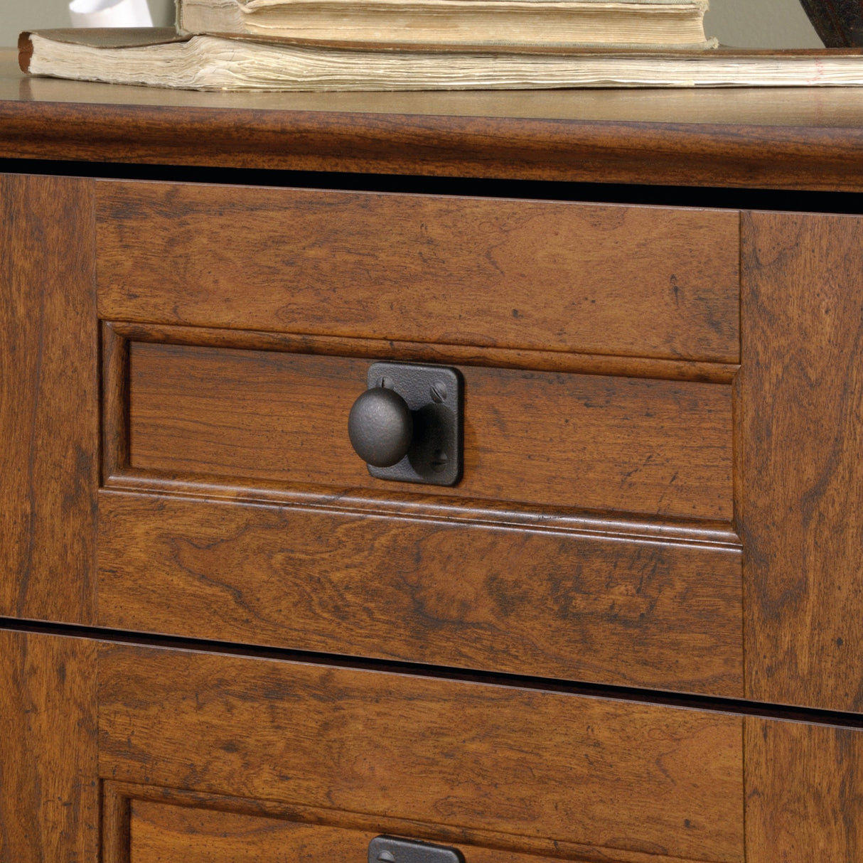 Carson Forge Corner Computer Desk, Washington Cherry finish