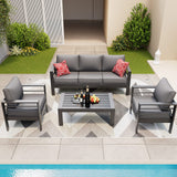 Aluminum Patio Furniture Set, 6 Pieces Modern Patio Conversation Sets