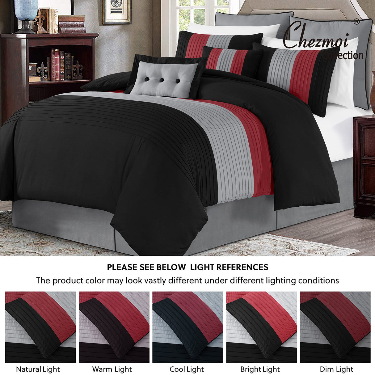 Loft 8-Piece Luxury Striped Comforter Set (Queen