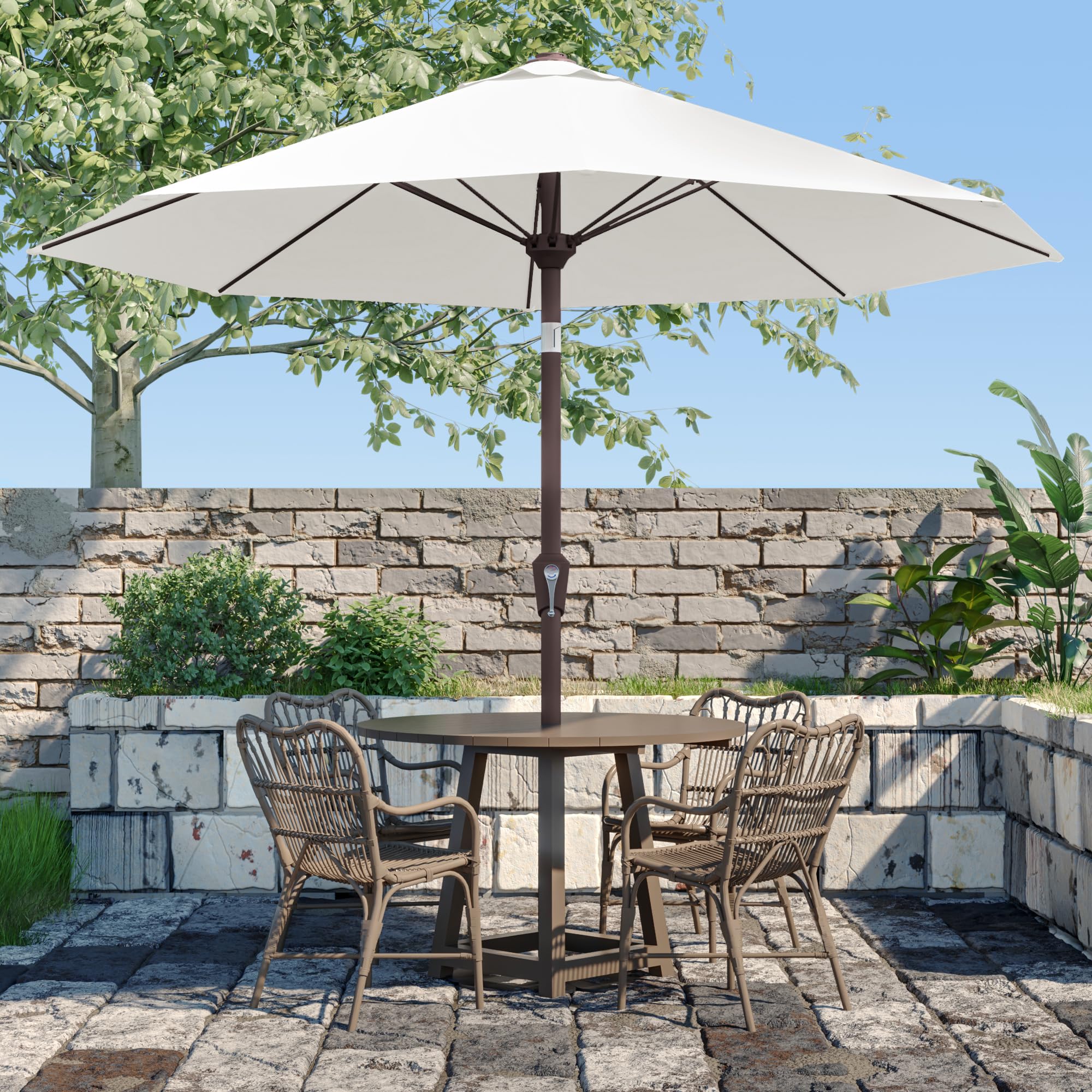9FT Patio Umbrella Outdoor Market Umbrella with Push Button Tilt and Crank