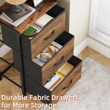 Corner Bookshelf with 3 Fabric Drawers, 68" Tall Narrow Bookcase, Corner Stand for Livingroom, Bedroom, Rustic Brown