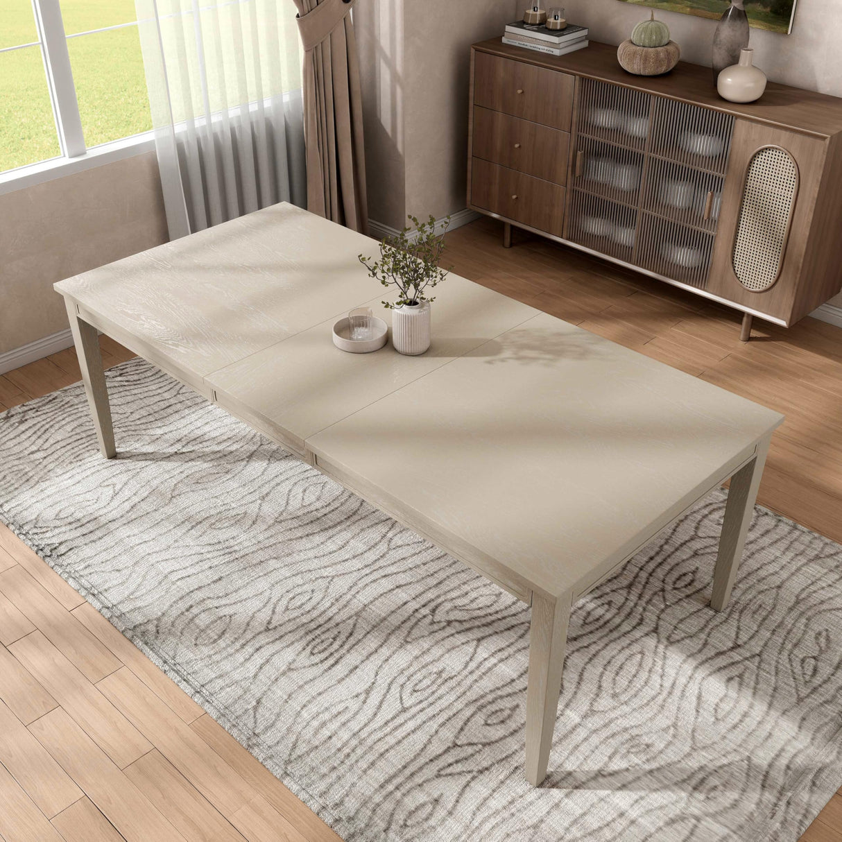 Don Transitional 72-inch Dining Table with 18-Inch Extendable Leaf and Tapered Legs