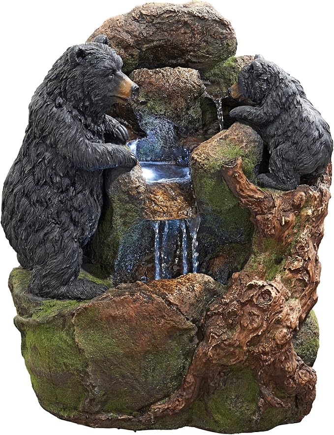LED Light - Nearly 3 Foot Tall Tree Squirrel Garden Decor Fountain - Outdoor Water Feature