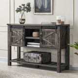 Entryway Table with Sliding Barn Doors, 46" Farmhouse Console Table with Storage Shelf