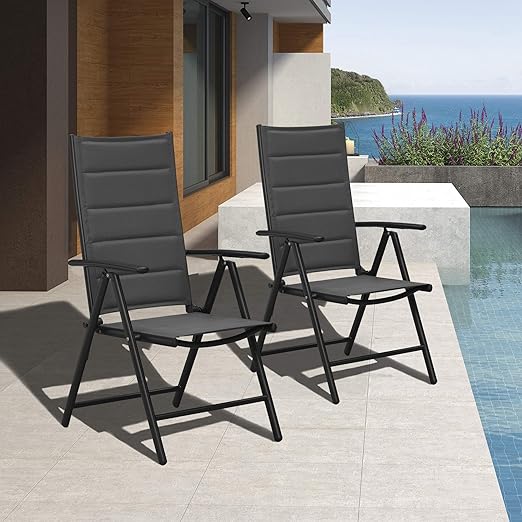 Outdoor Patio Dining Set with 8 Folding Portable Chairs and 1 Rectangle