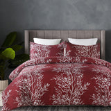 Lightweight Microfiber Duvet Cover Set, Branch and Flowers Print Pattern Design -