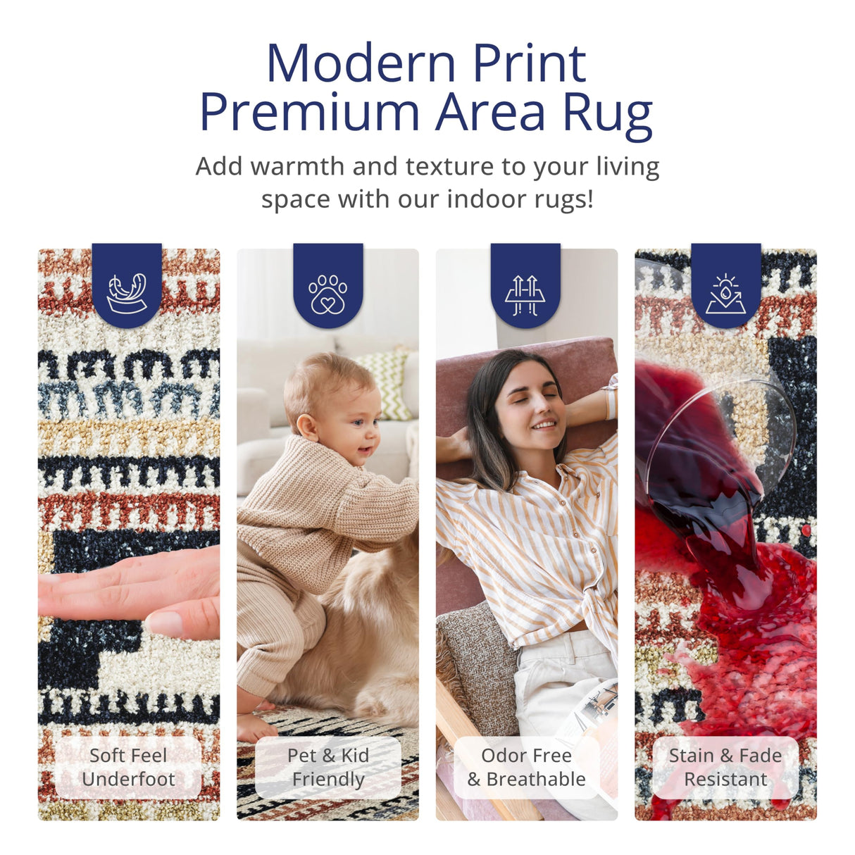 Multicolor Southwestern Area Rug 5x8 - Orange Grey Beige Tribal Pattern