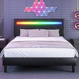 Queen Bed Frame with LED Lights(Smart APP Control), Upholstered Modern Platform Bed